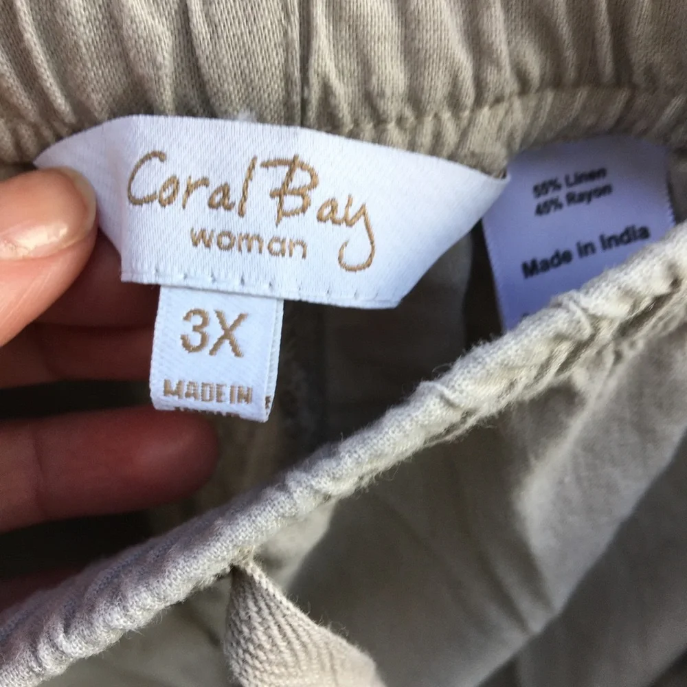 Coral Bay Plus Pull On Drawstring Capris Sz 3X - Picture 9 of 11